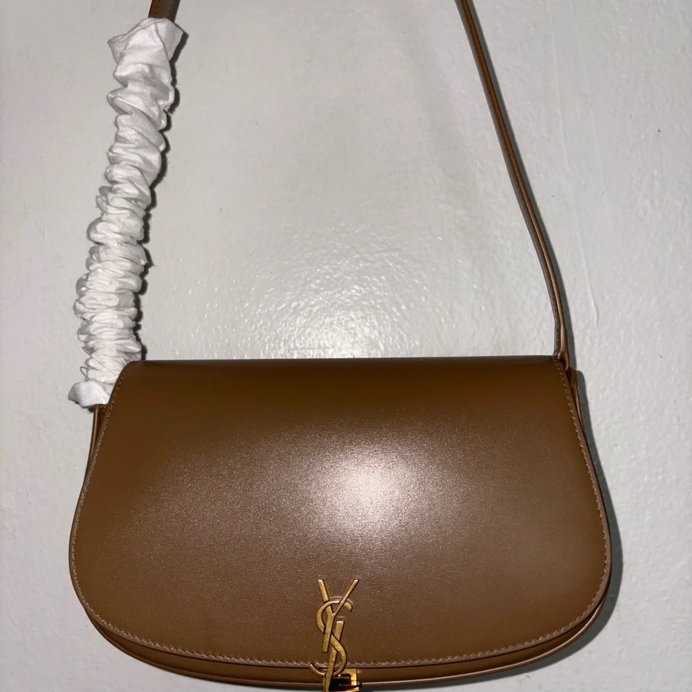Saint Laurent Mini Voltaire Shoulder Bag — Dark Cork Calfskin — Retail $2500 - Picture 4 of 15